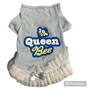 Queen Bee Light Blue Dog Puppy TShirt Dress with Tutu - Size Medium